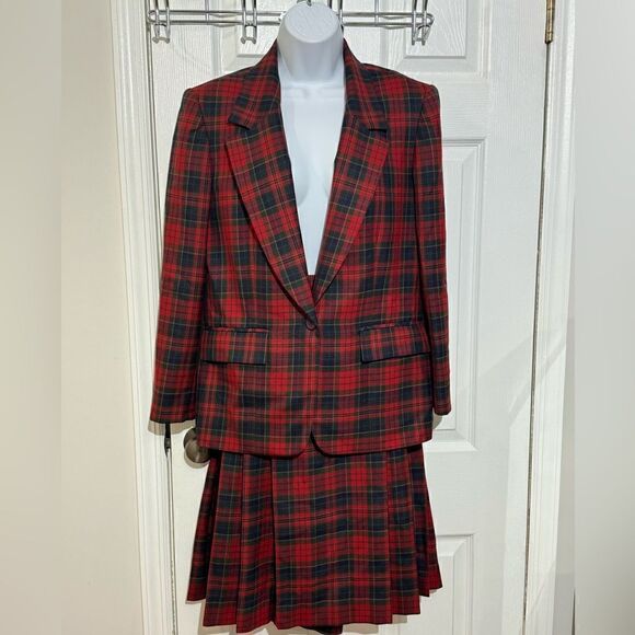 Pendleton vintage Royal Stewart Tartan Scottish Plaid Wool Jacket and Skirt set - Picture 1 of 14